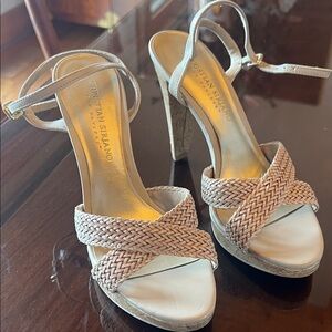 Christian Siriano Braided Nude Platform Heels